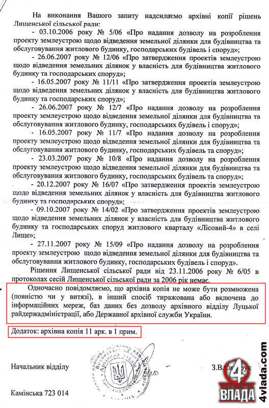 Відповідь з архіву Луцької РДА
